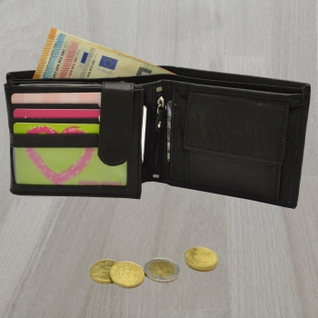Büffelledergeldbörse Herrenbrieftasche Volllederausstattung mit Doppelnaht